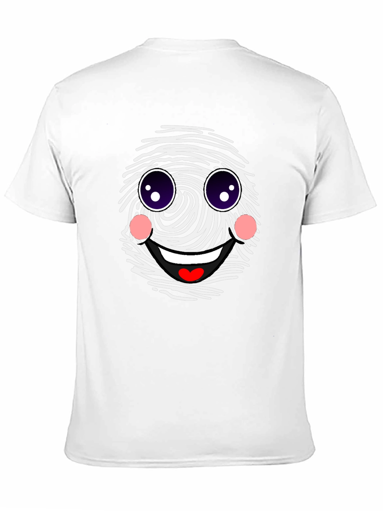 Funny Fingerprint Face Graphic Tee - Black Casual Shirt