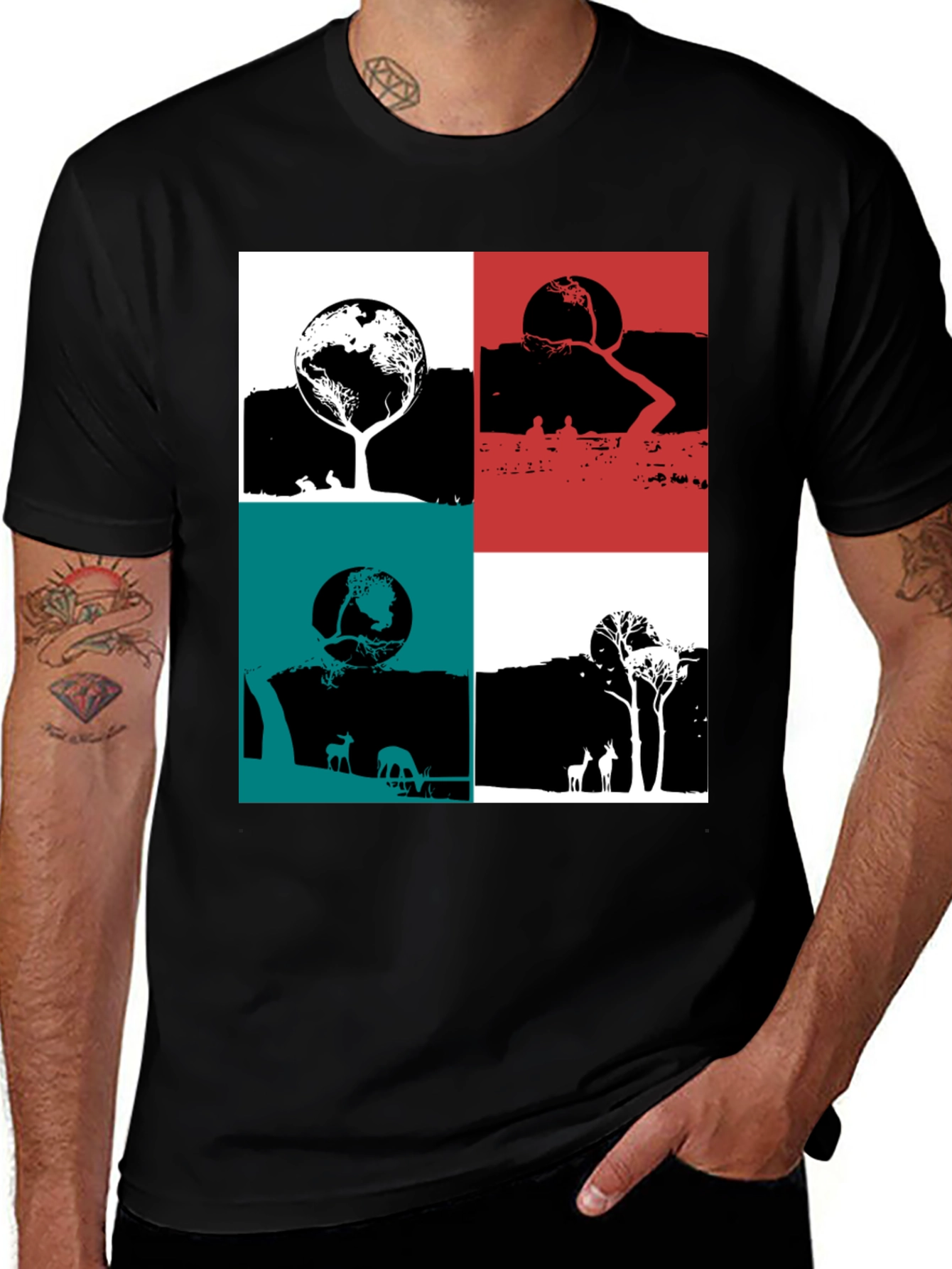 Nature Graphic Print Crew Neck T-Shirt