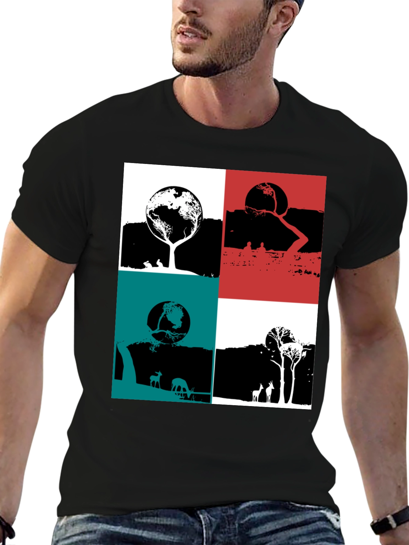 Nature Graphic Print Crew Neck T-Shirt