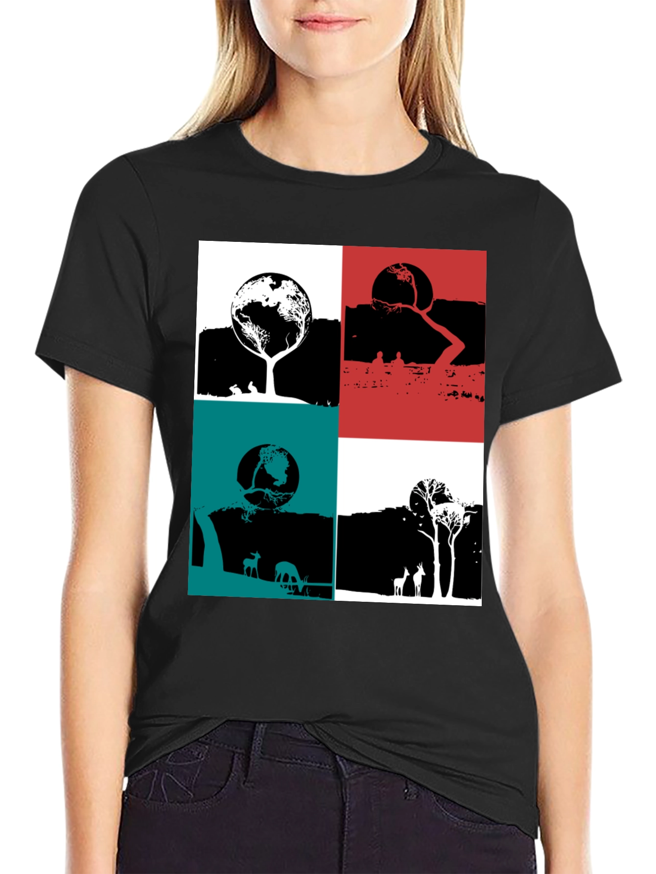 Nature Graphic Print Crew Neck T-Shirt