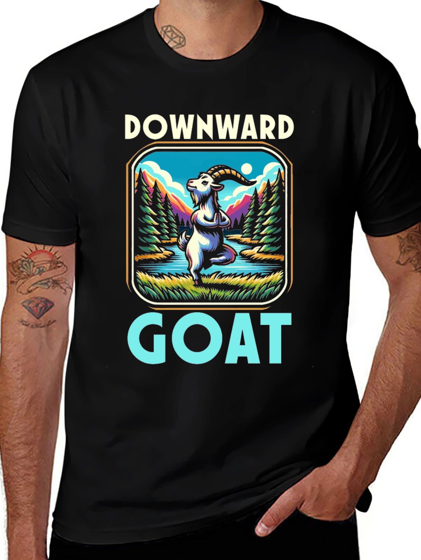Downward Goat Yoga T-Shirt - Mens Graphic Tee