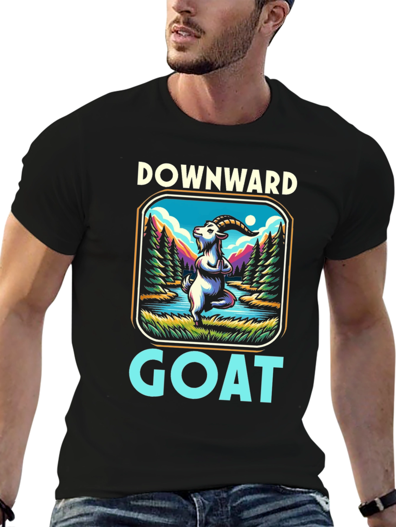 Downward Goat Yoga T-Shirt - Mens Graphic Tee