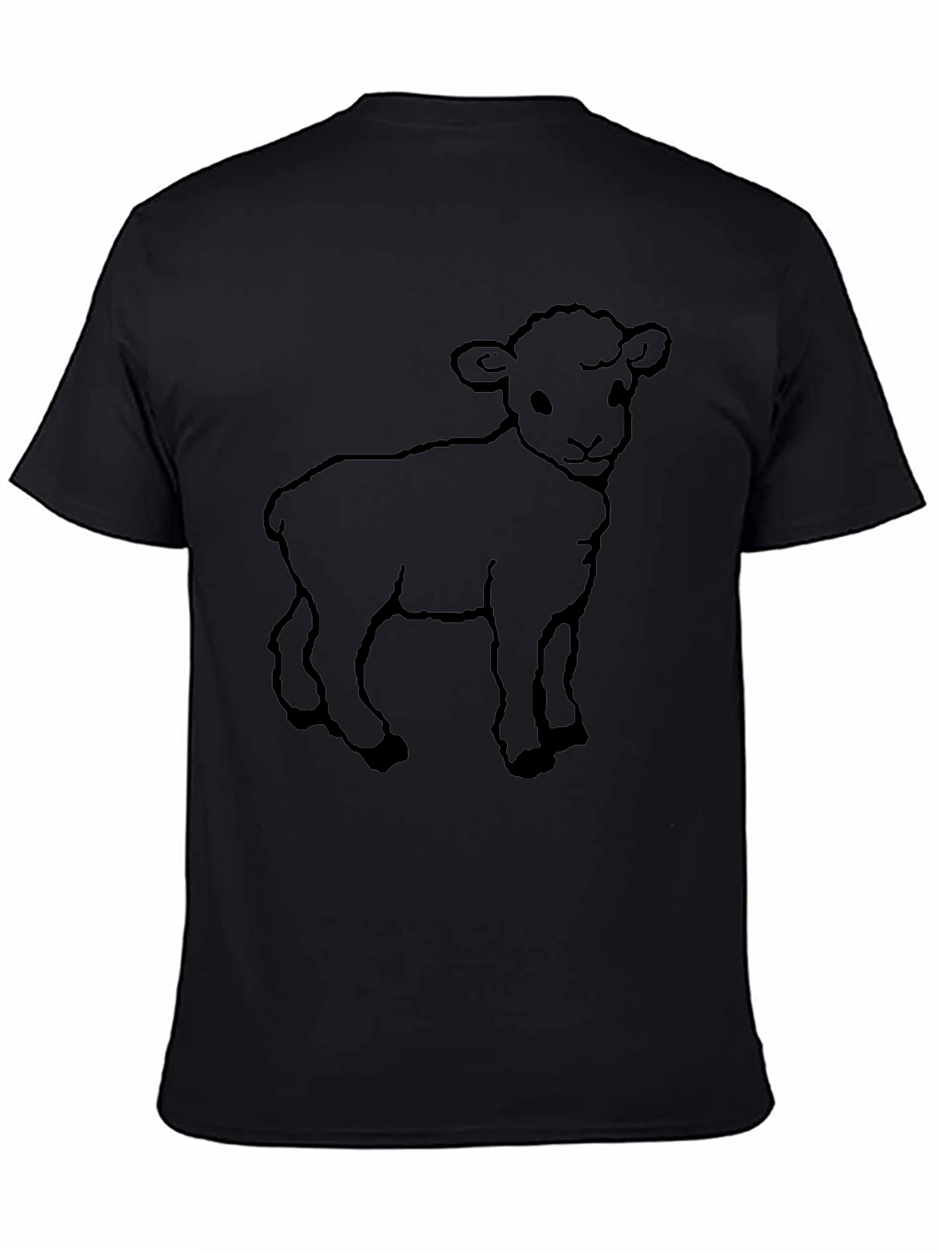 Cute Lamb Graphic Black T-Shirt
