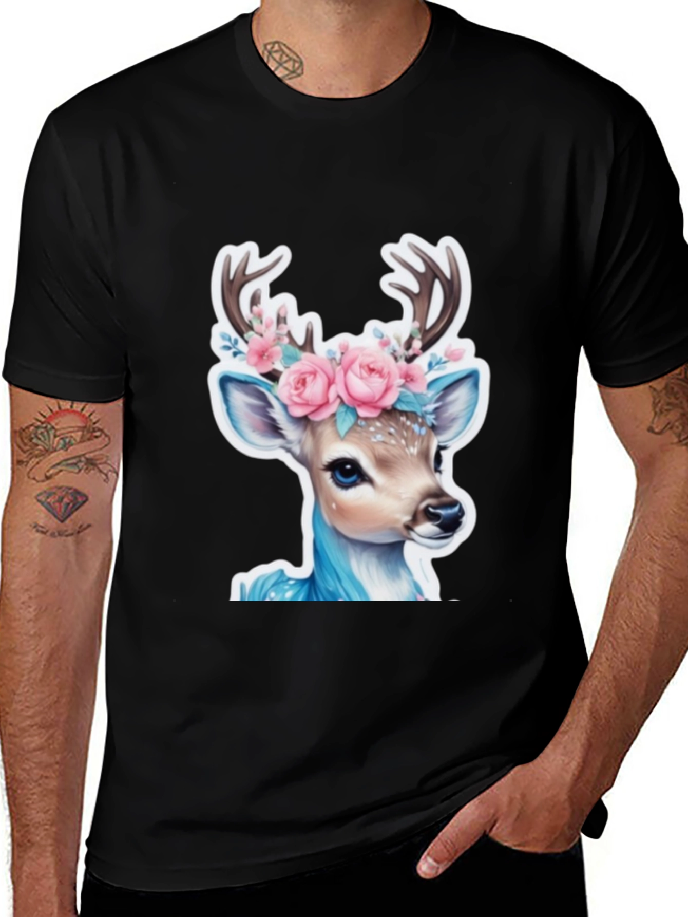 Deer Floral Crown Graphic Tee - Unisex