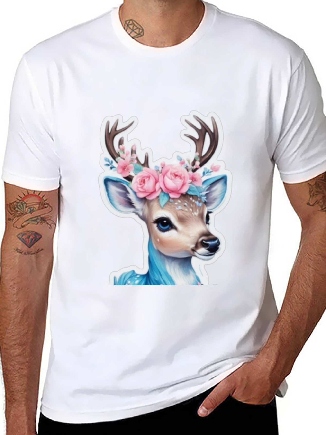 Deer Floral Crown Graphic Tee - Unisex