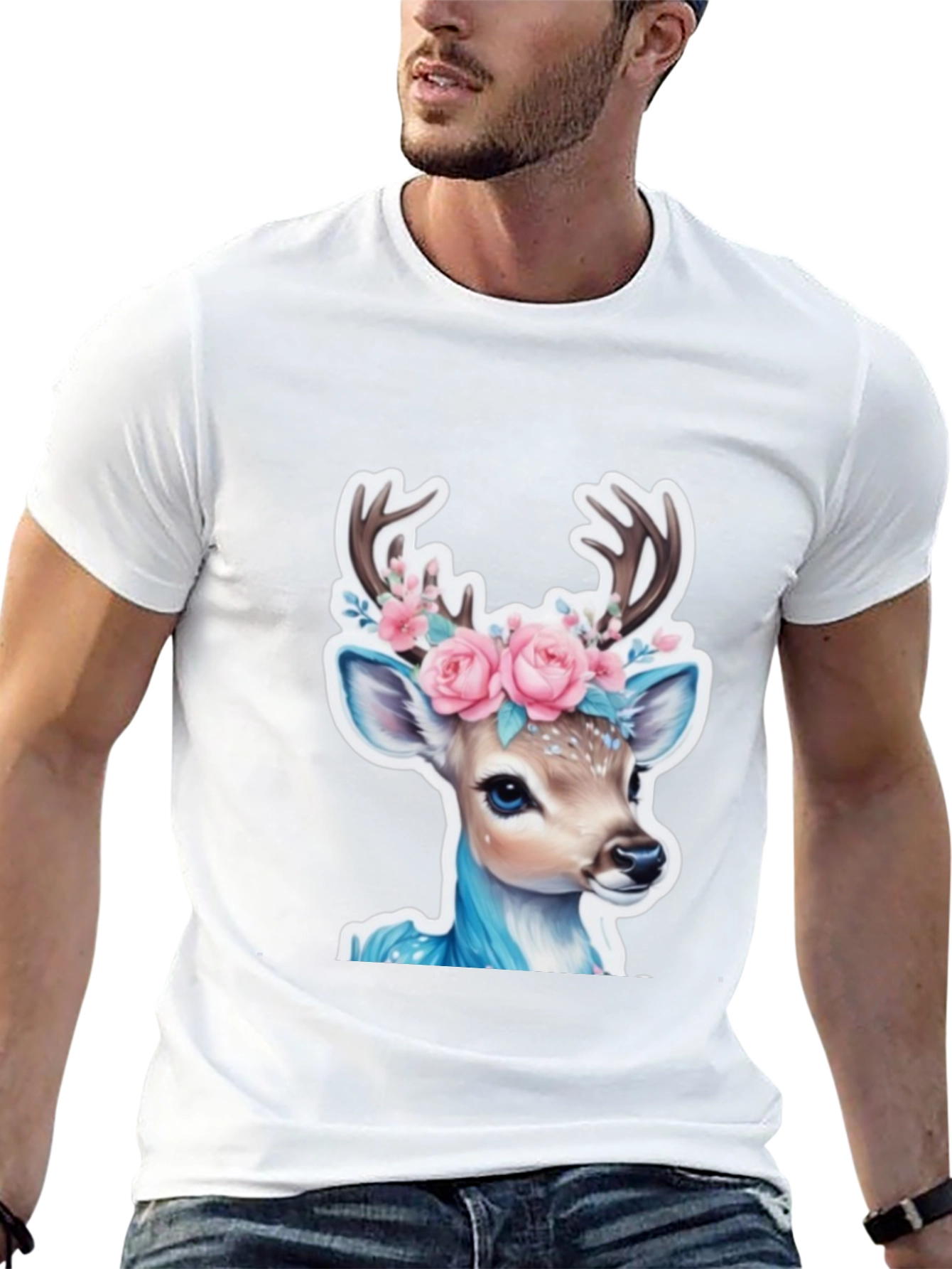 Deer Floral Crown Graphic Tee - Unisex