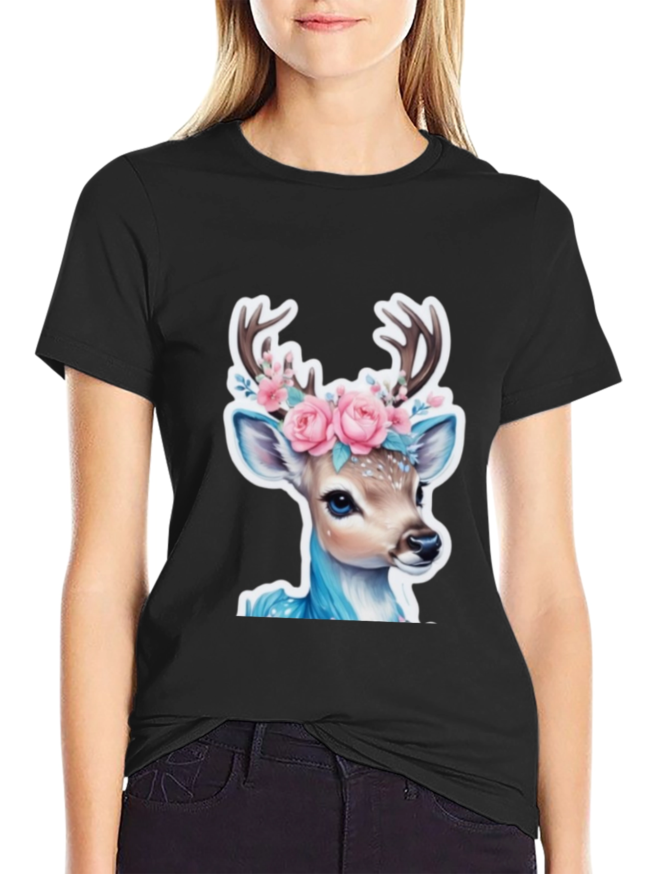Deer Floral Crown Graphic Tee - Unisex