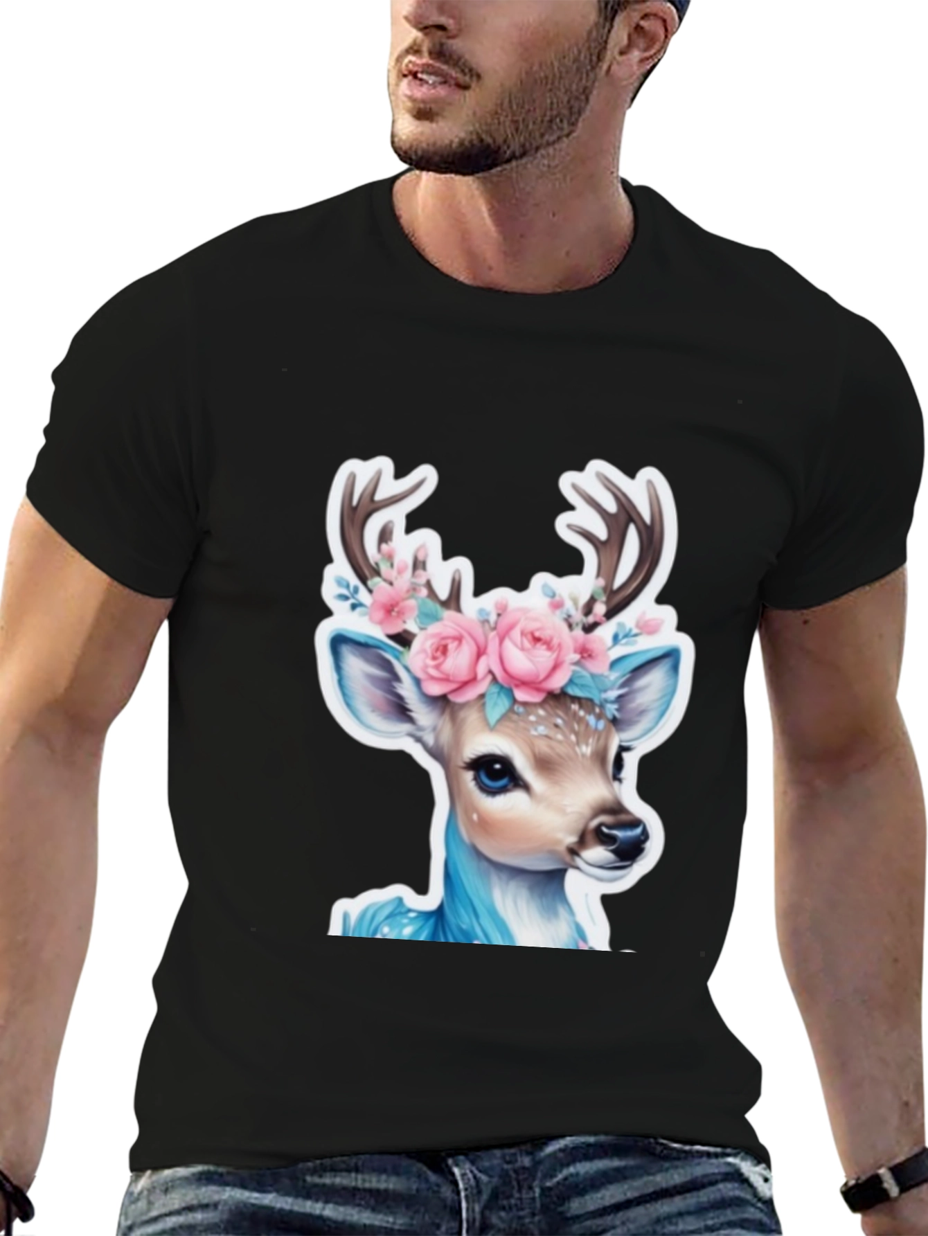 Deer Floral Crown Graphic Tee - Unisex