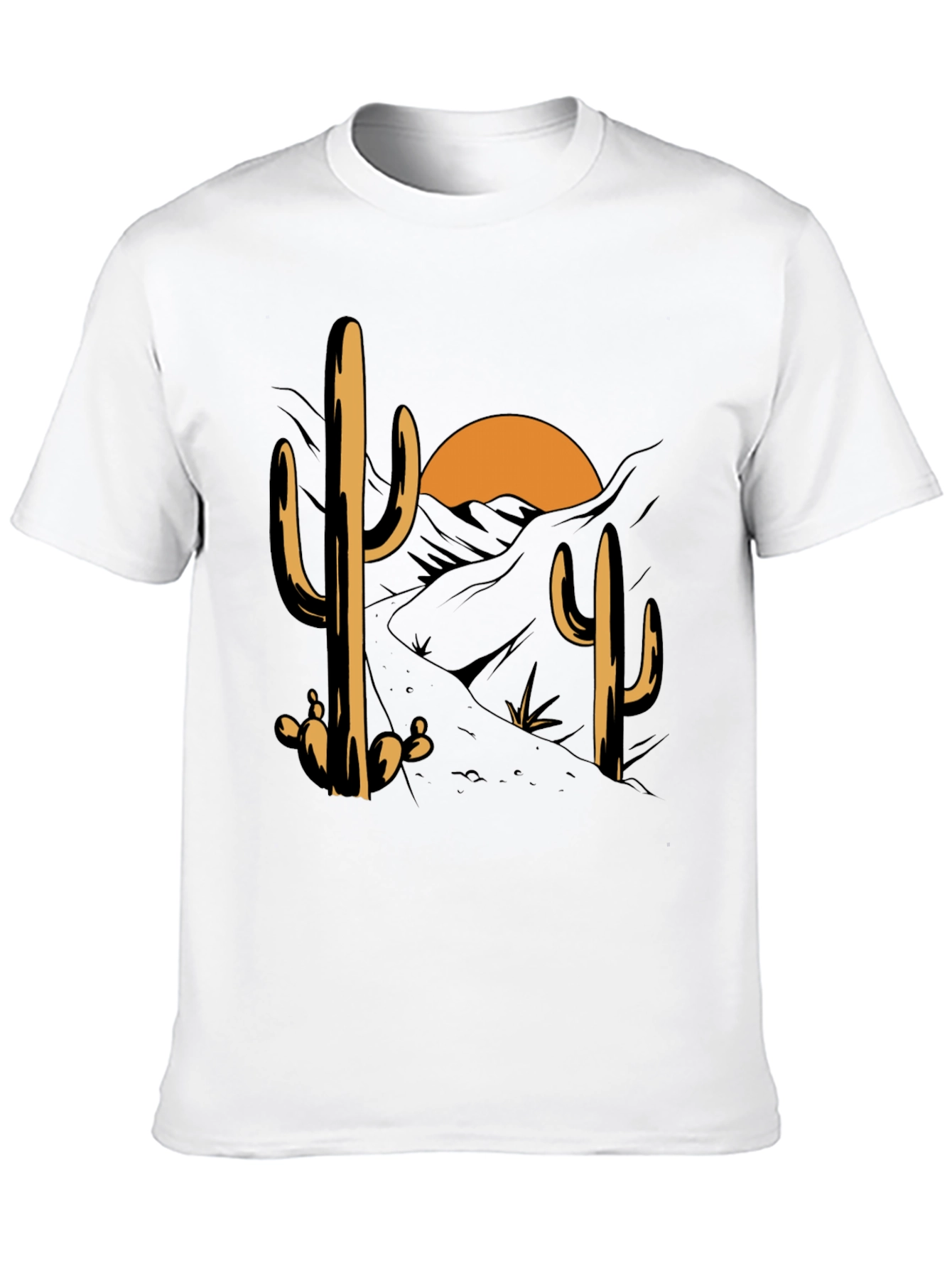 Cactus Desert Sunset Graphic Tee - Black Cotton Blend