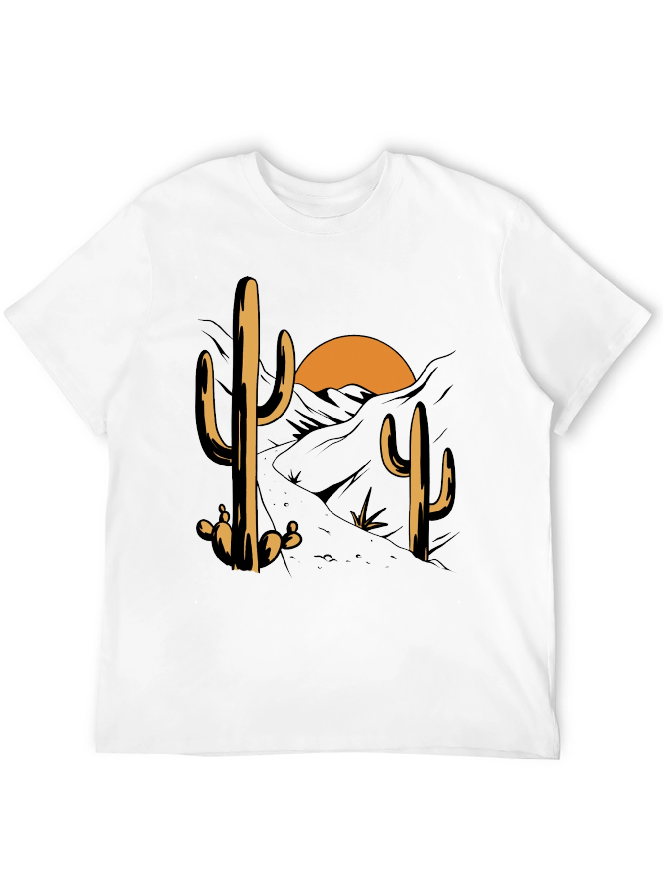 Cactus Desert Sunset Graphic Tee - Black Cotton Blend