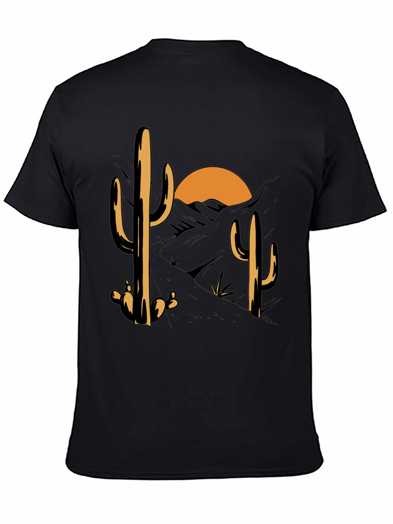 Cactus Desert Sunset Graphic Tee - Black Cotton Blend