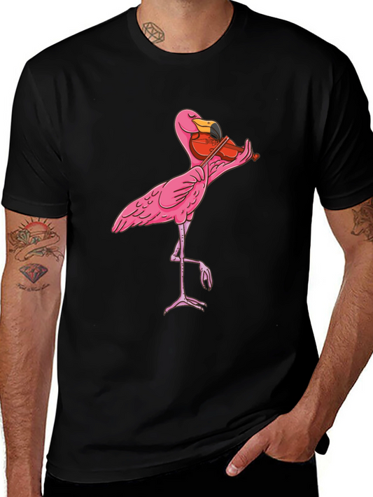 Funny Flamingo Violinist Graphic T-Shirt