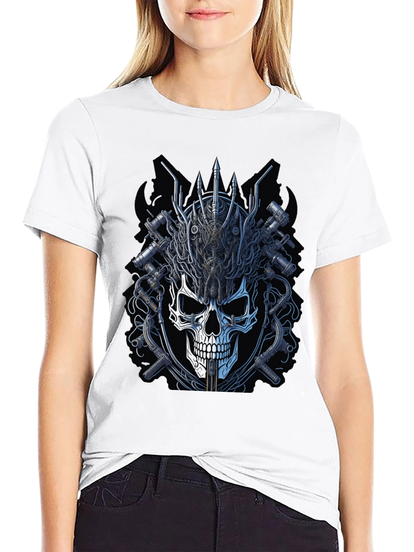 Skull and Gears Graphic Tee - Edgy Design
