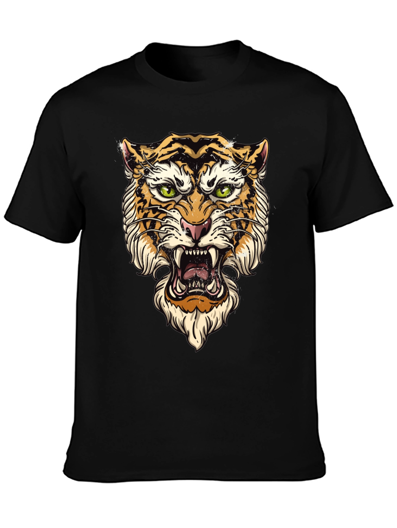Tiger Graphic Black T-Shirt - Bold Animal Print Tee