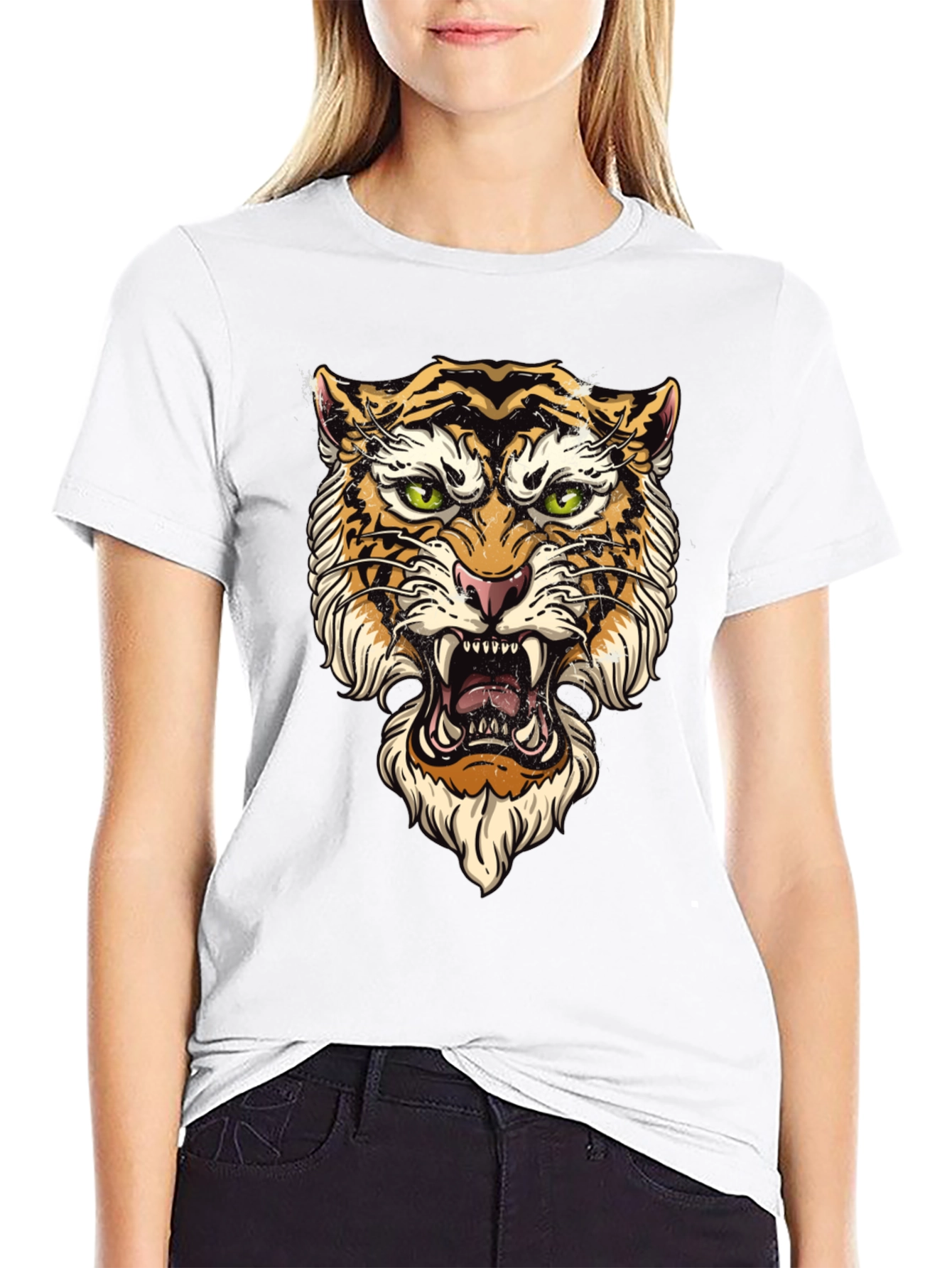 Tiger Graphic Black T-Shirt - Bold Animal Print Tee