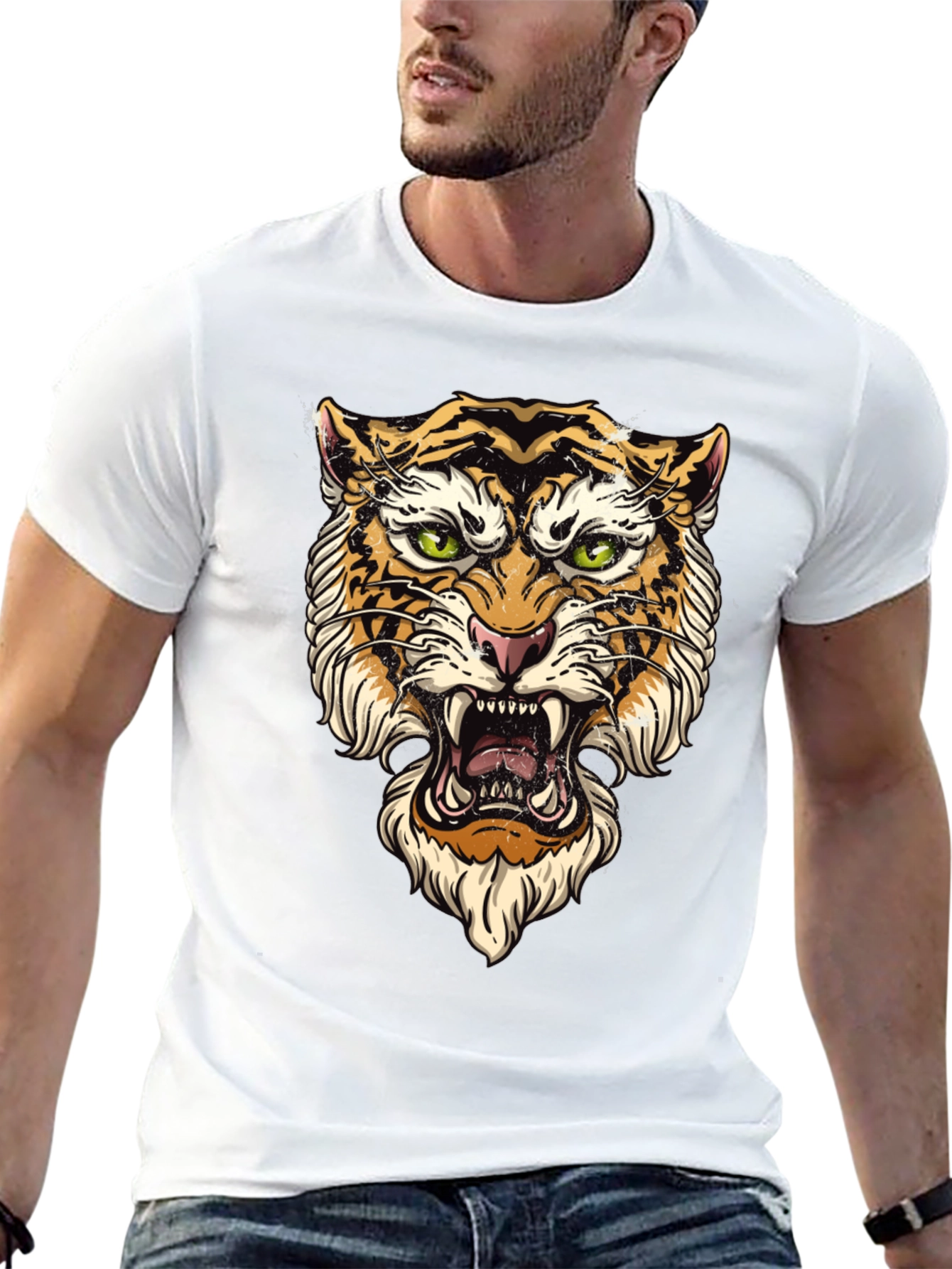 Tiger Graphic Black T-Shirt - Bold Animal Print Tee