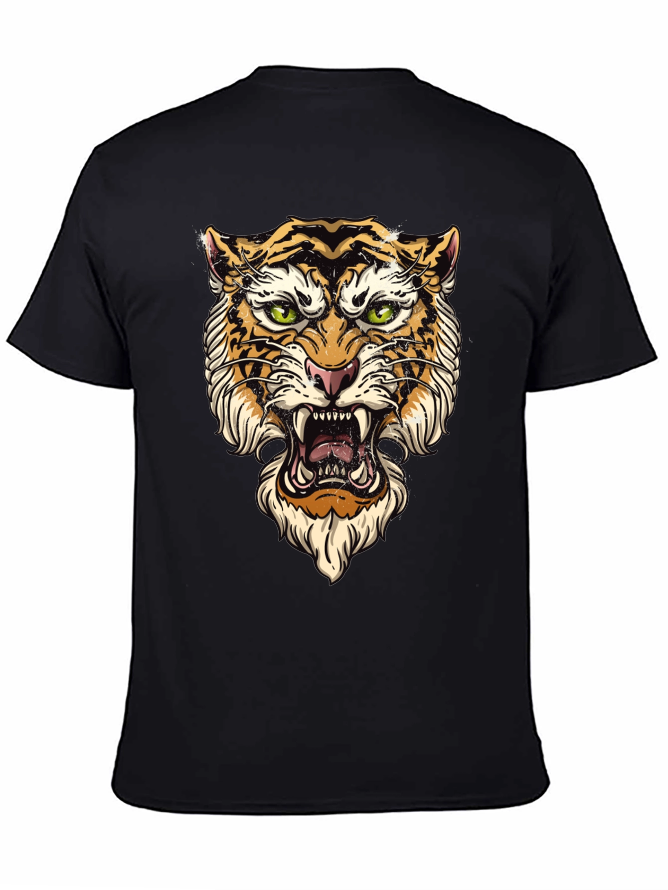 Tiger Graphic Black T-Shirt - Bold Animal Print Tee