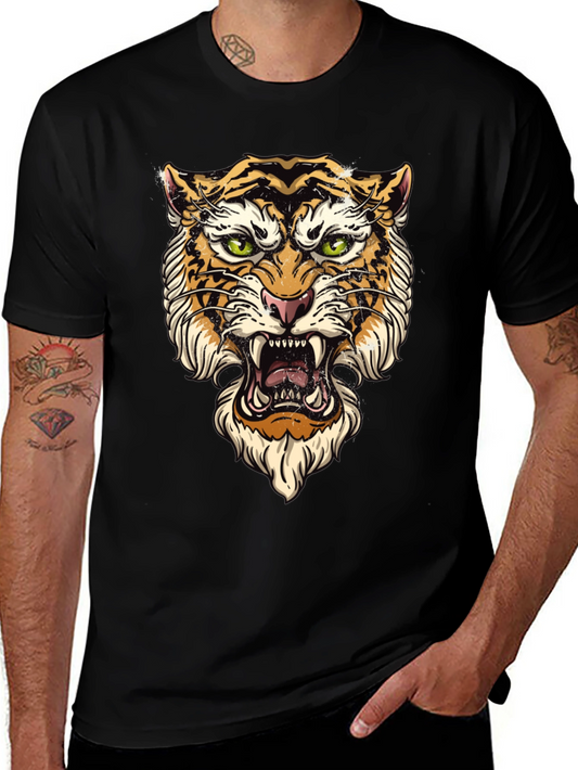 Tiger Graphic Black T-Shirt - Bold Animal Print Tee