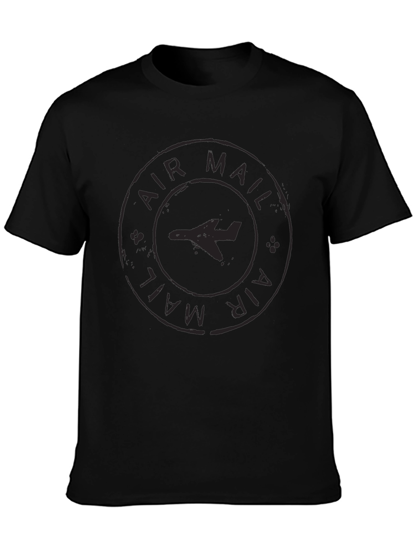 Air Mail Plane Graphic Black T-Shirt