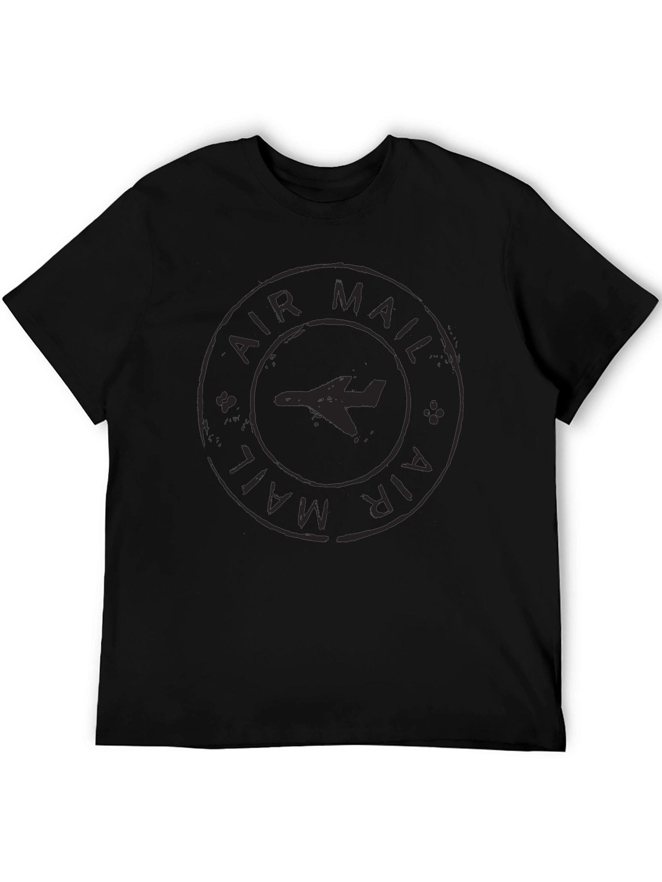 Air Mail Plane Graphic Black T-Shirt