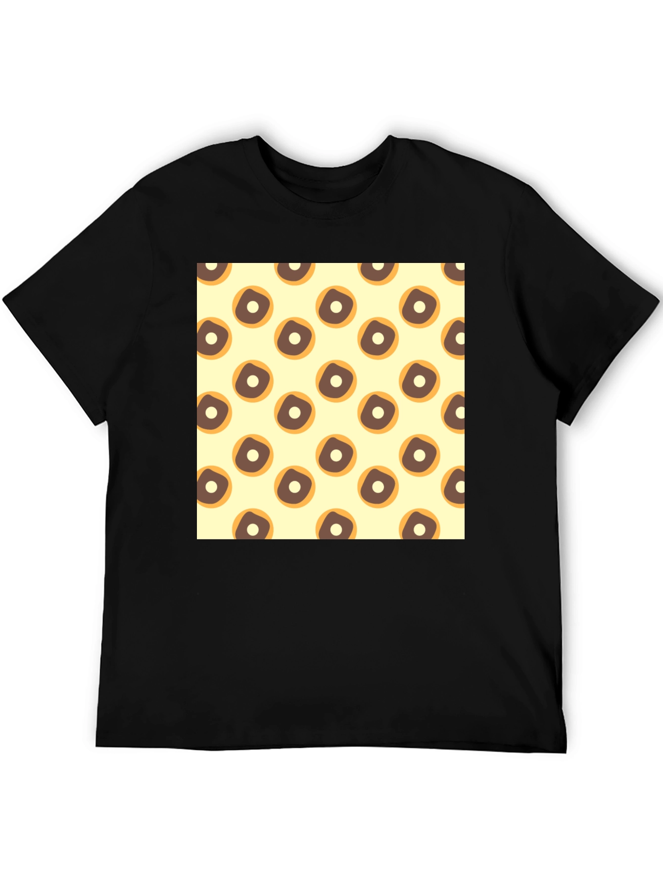 Doughnut Pattern Crew Neck Tee - Casual Style