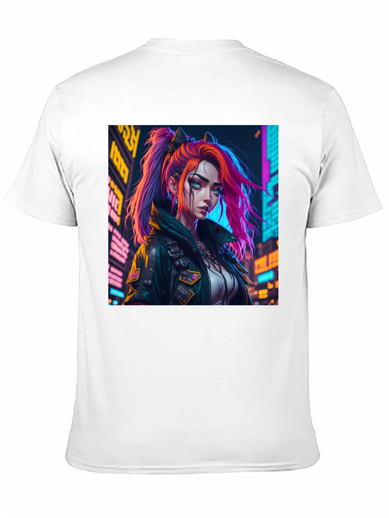 Cyberpunk Girl Graphic Print Black T-Shirt