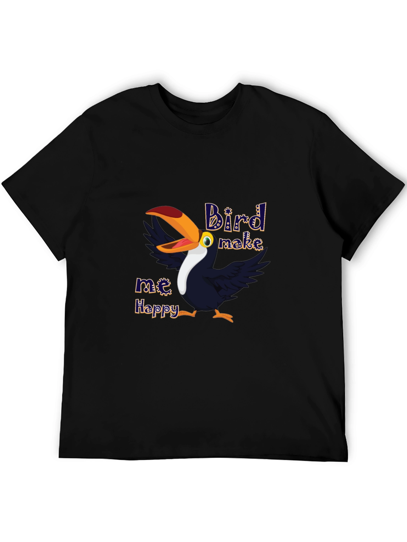 Bird Make Me Happy Graphic T-Shirt - Black