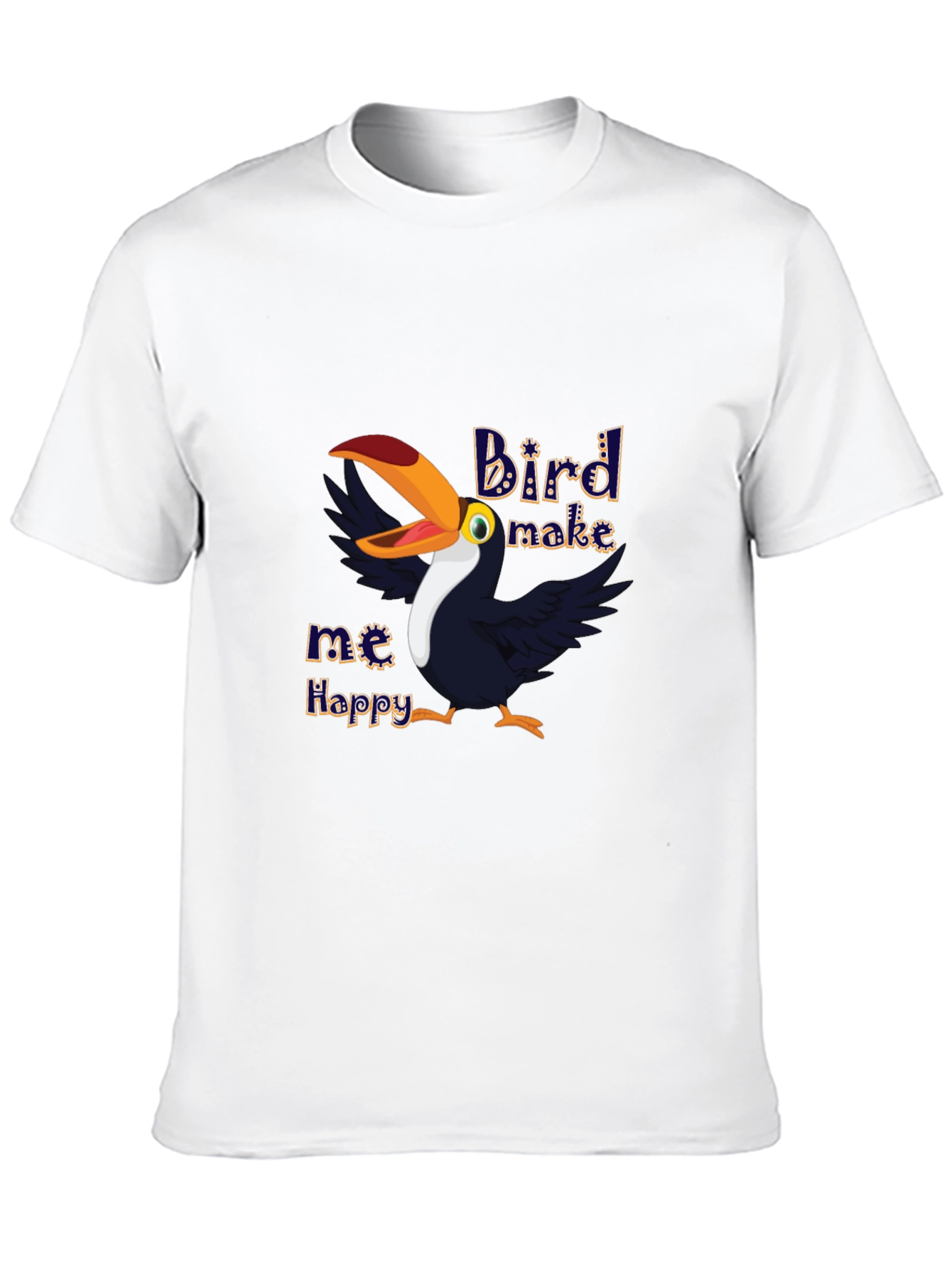 Bird Make Me Happy Graphic T-Shirt - Black