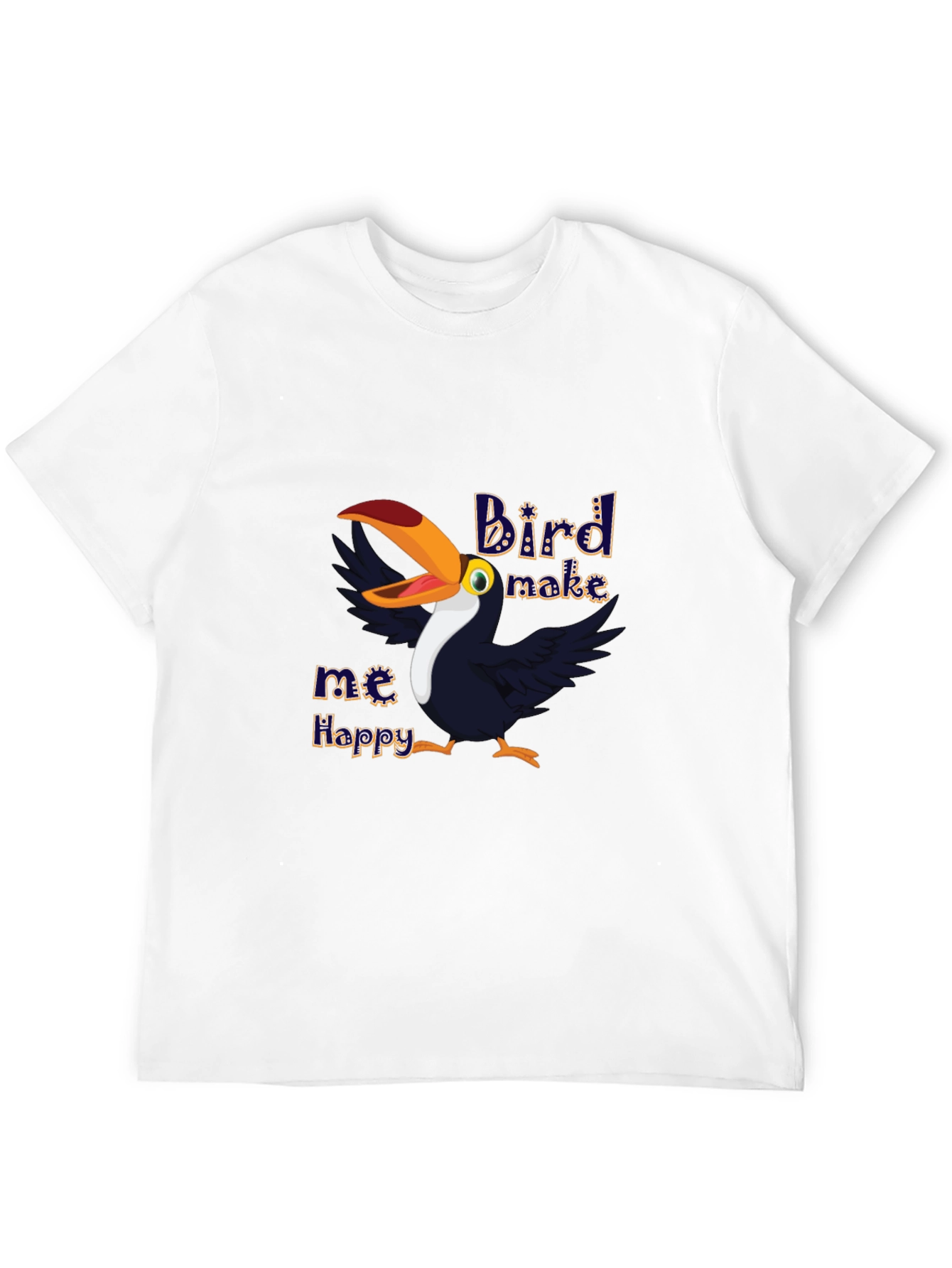 Bird Make Me Happy Graphic T-Shirt - Black