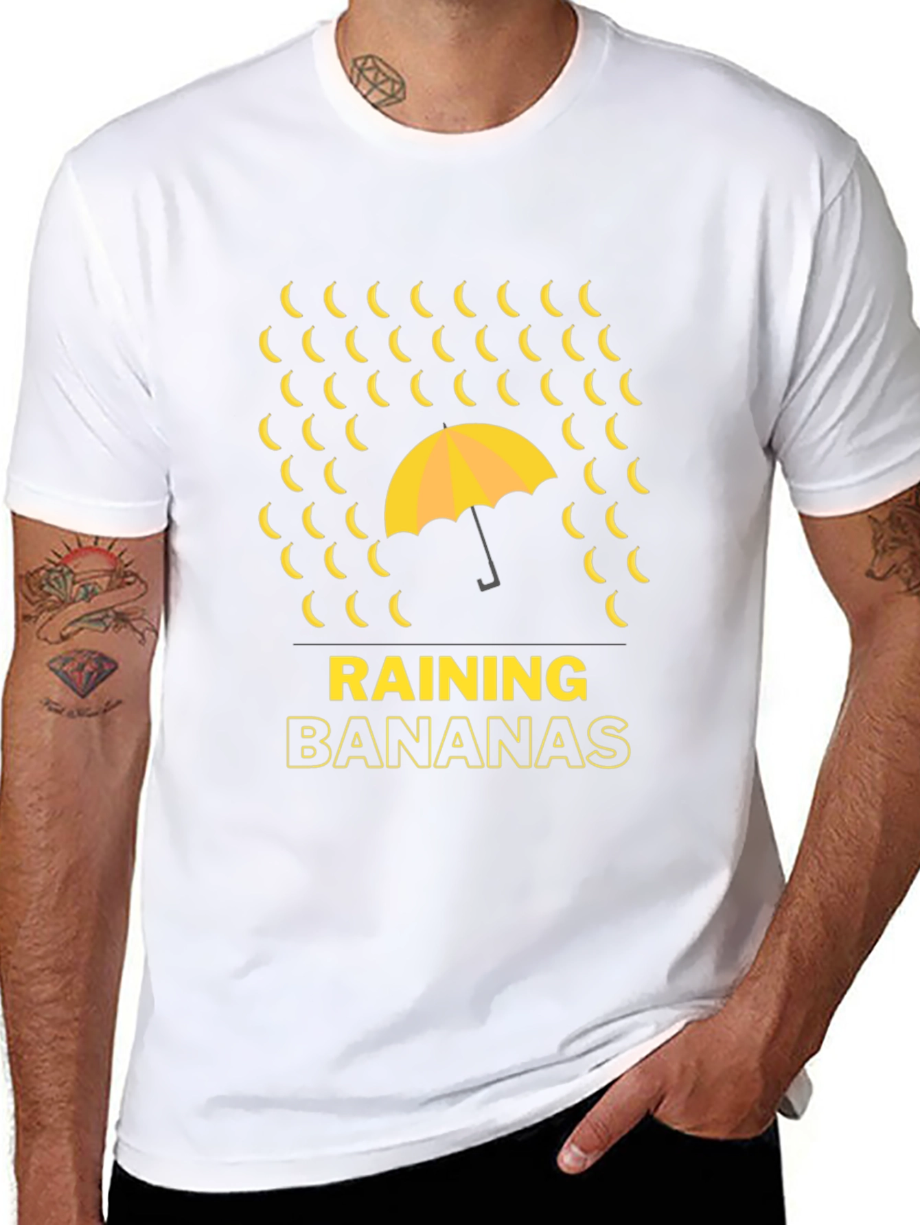 Raining Bananas Graphic Tee - Funny Novelty Shirt