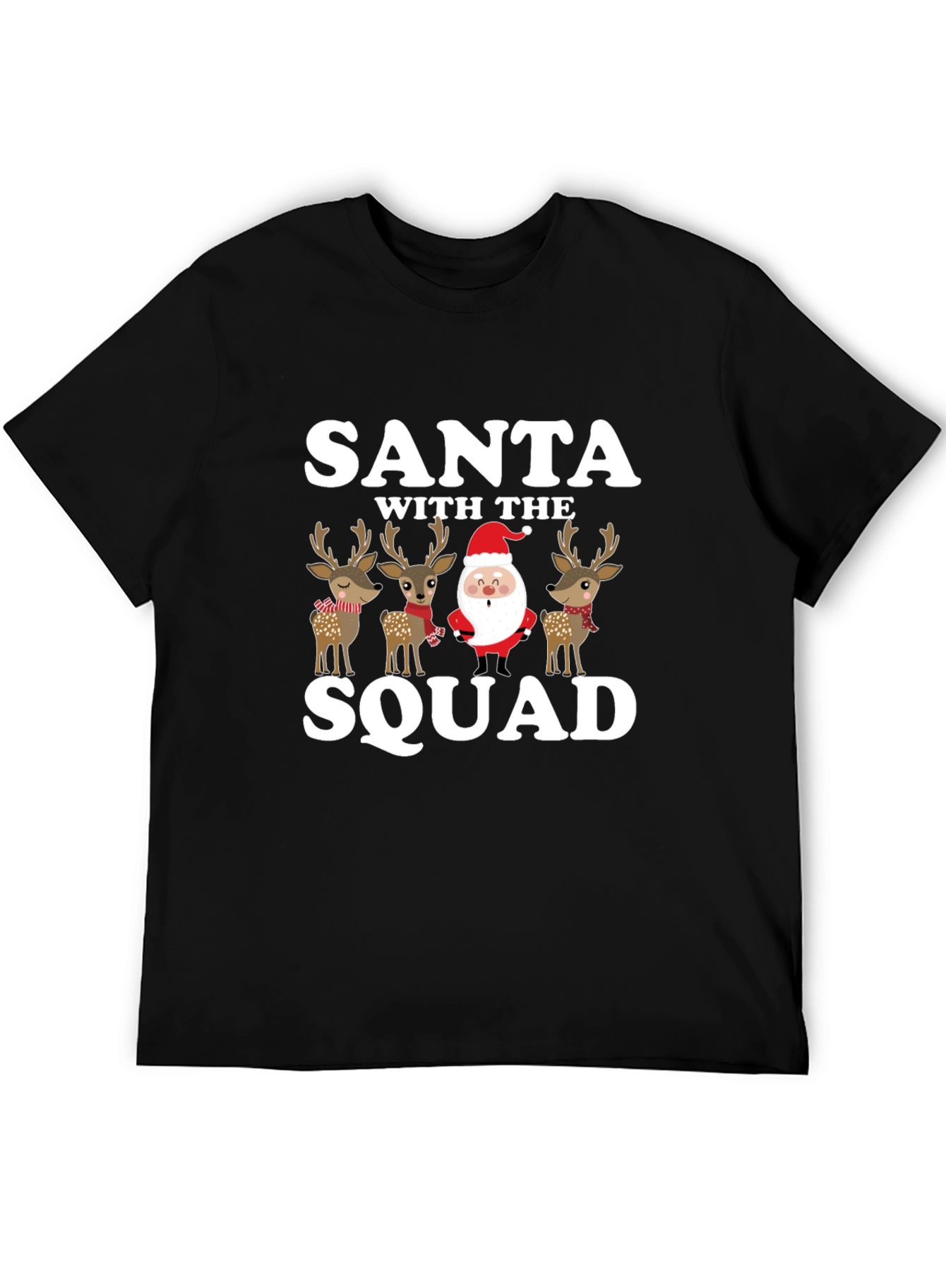 Santa With The Squad Black T-Shirt