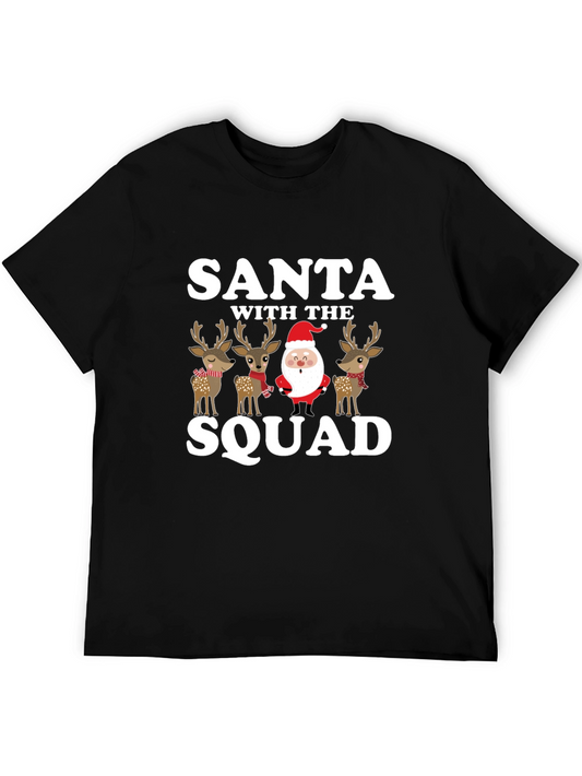 Santa With The Squad Black T-Shirt