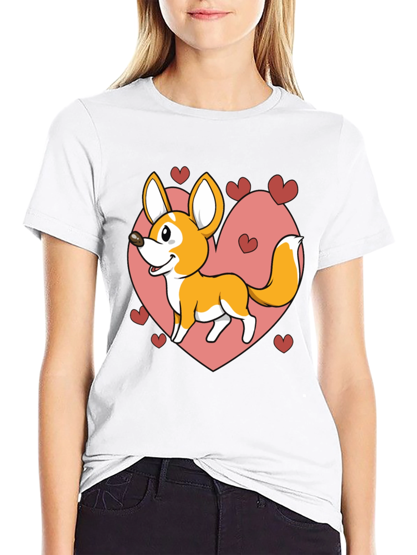 Cute Corgi Heart Graphic T-Shirt