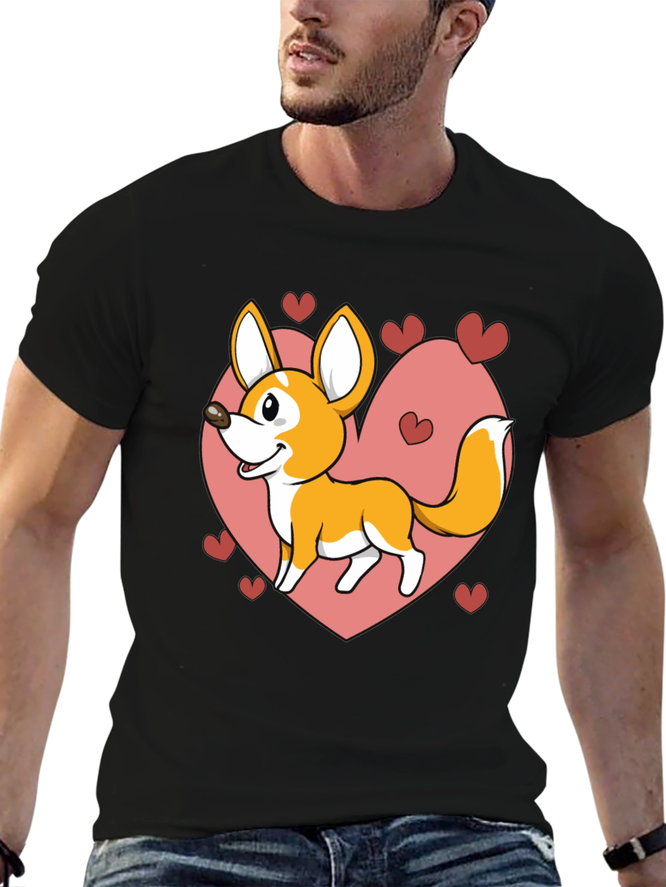 Cute Corgi Heart Graphic T-Shirt