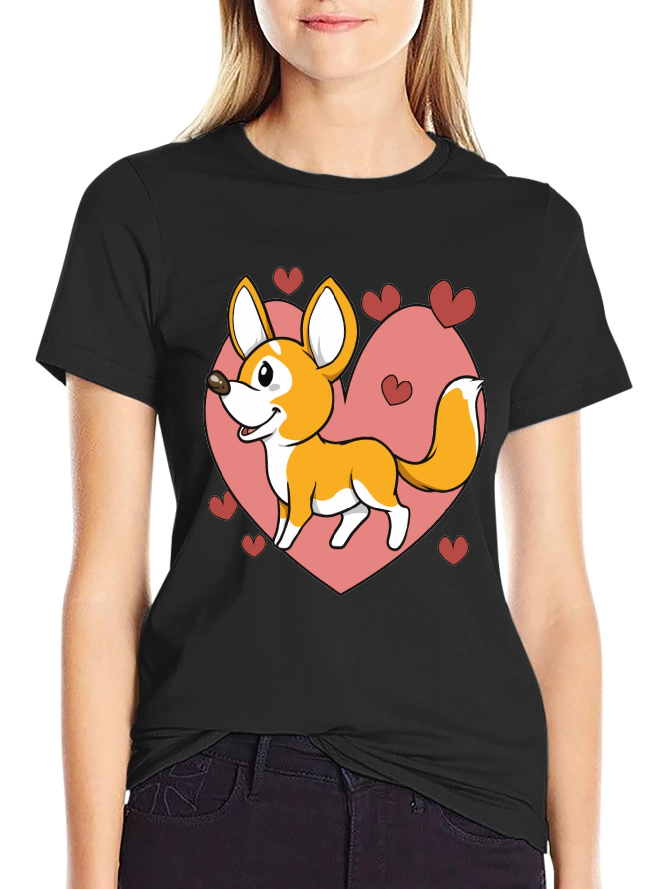 Cute Corgi Heart Graphic T-Shirt