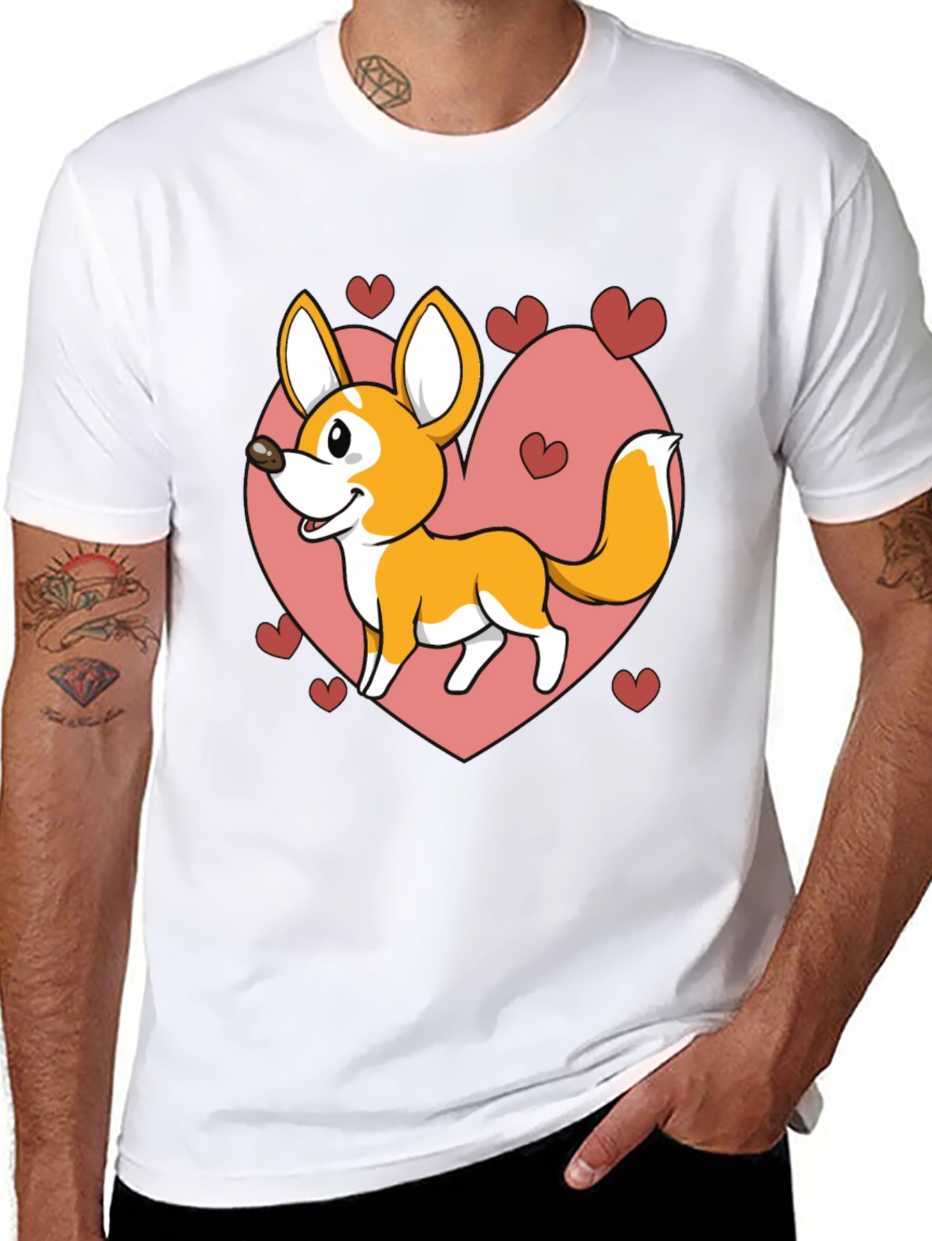 Cute Corgi Heart Graphic T-Shirt