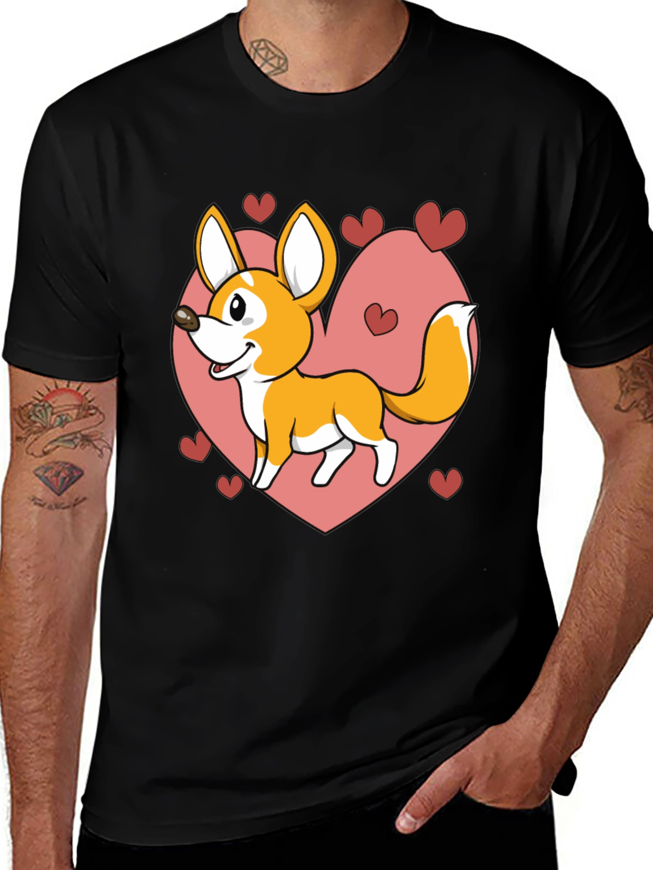 Cute Corgi Heart Graphic T-Shirt