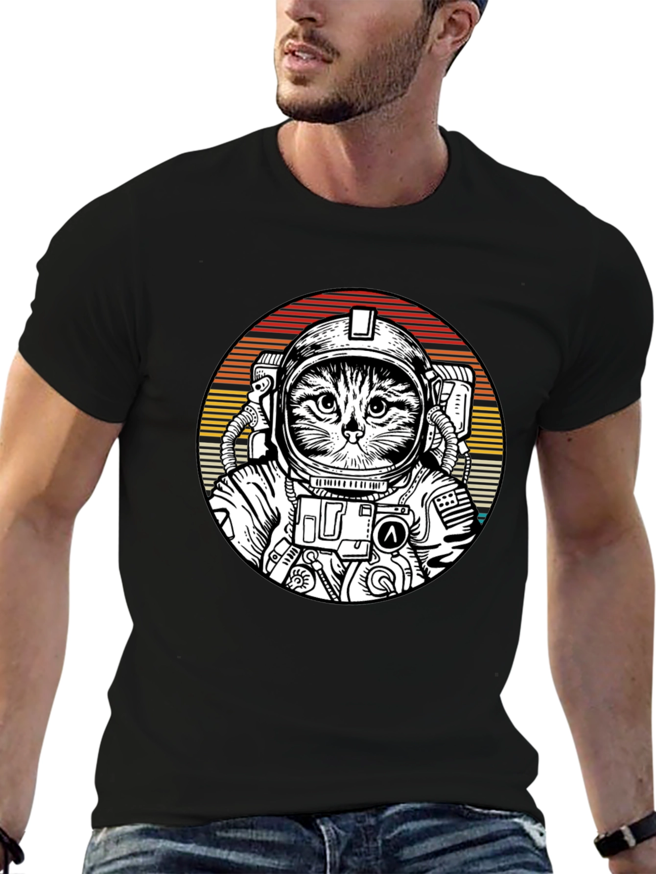 Cat Astronaut Graphic Tee - Space Kitty T-Shirt