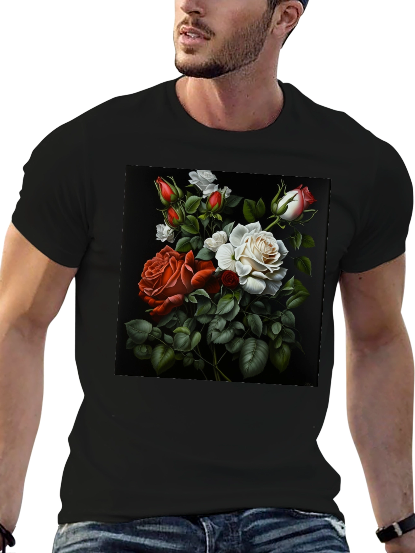 Floral Roses Graphic T-Shirt - Elegant Design