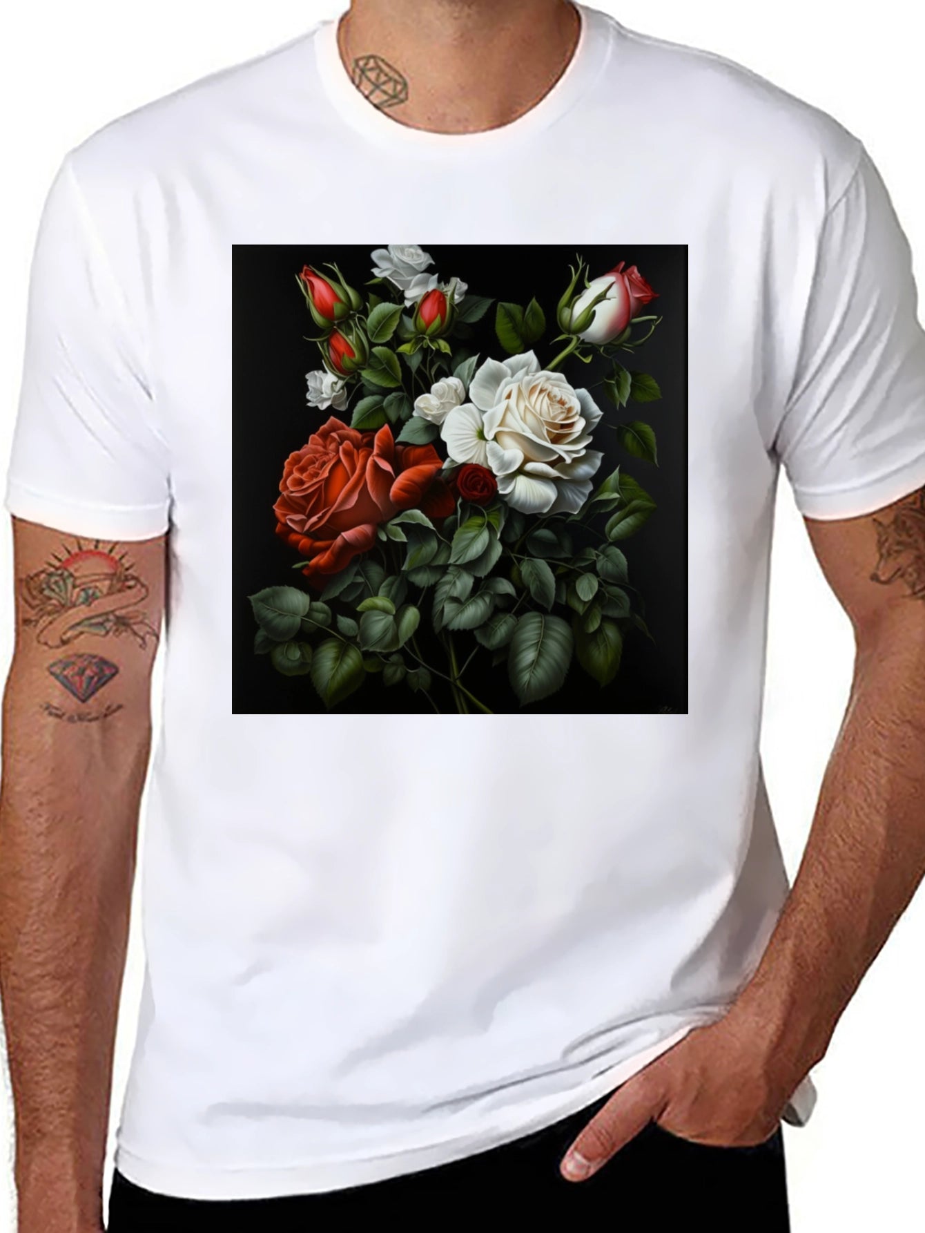 Floral Roses Graphic T-Shirt - Elegant Design