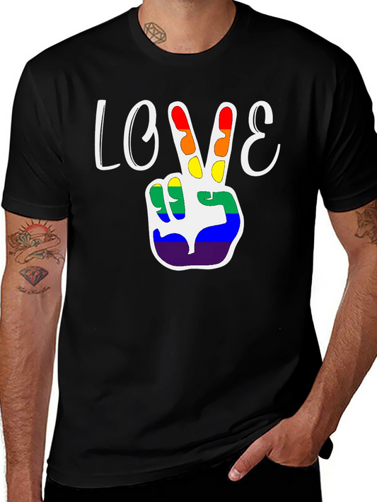 Love Peace Sign LGBT Pride Black T-Shirt