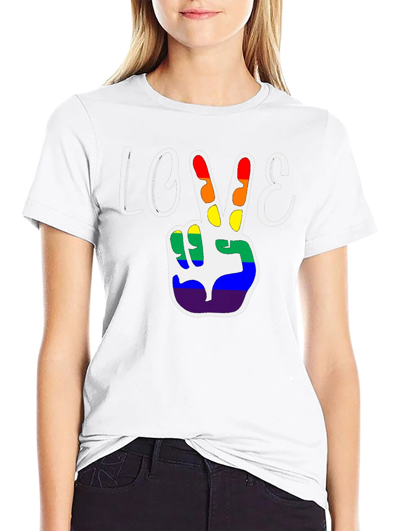 Love Peace Sign LGBT Pride Black T-Shirt