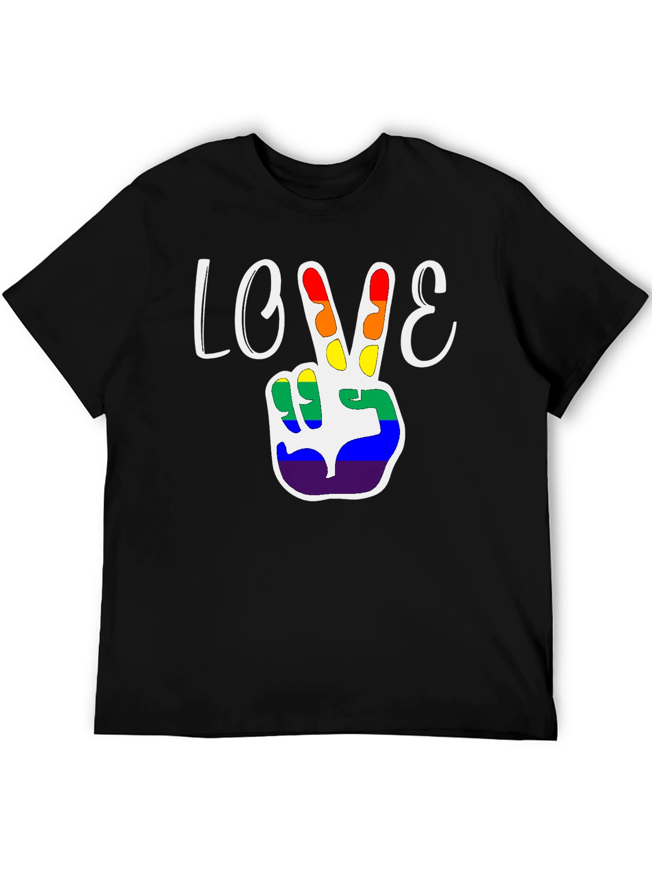 Love Peace Sign LGBT Pride Black T-Shirt