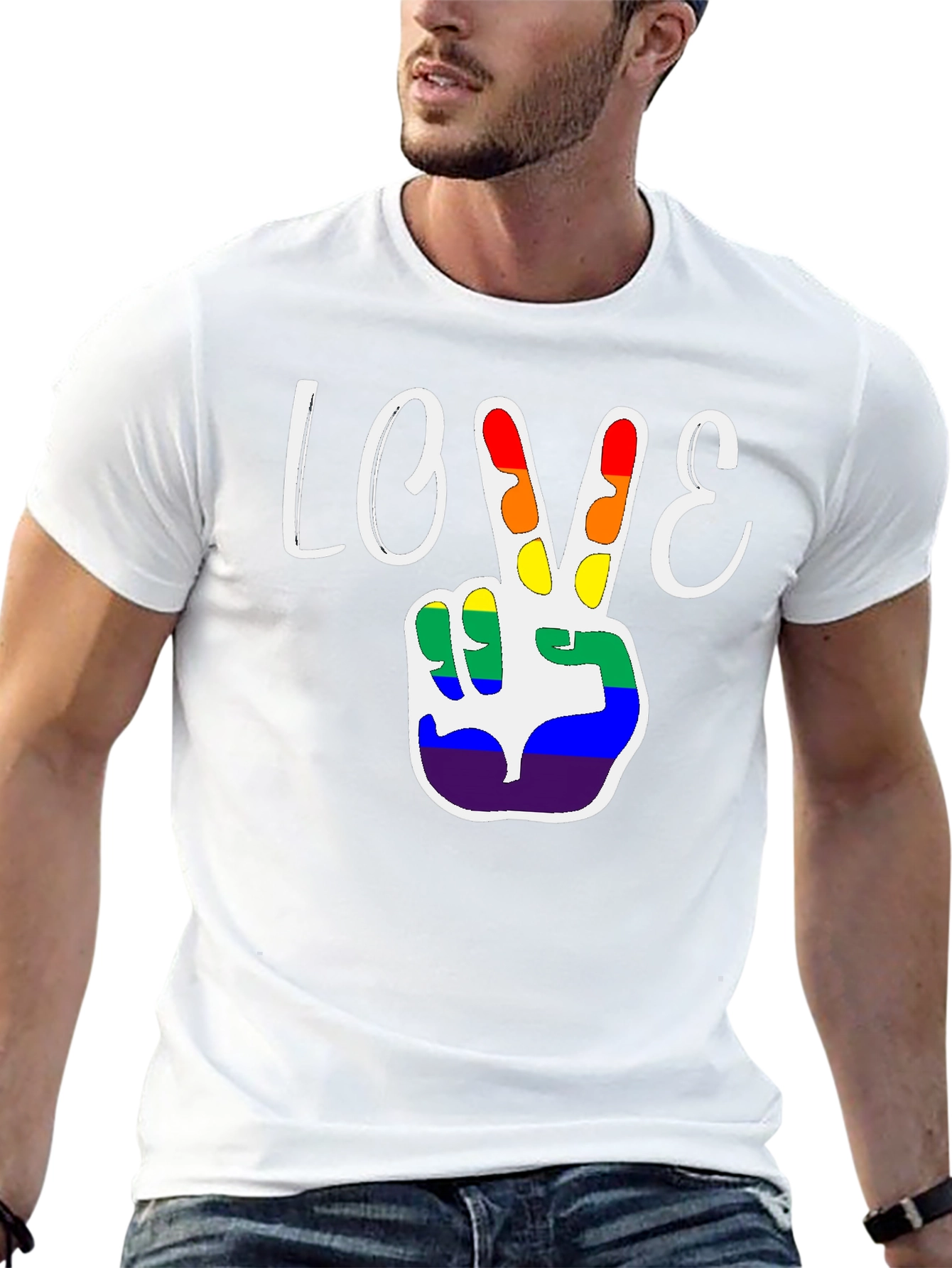 Love Peace Sign LGBT Pride Black T-Shirt