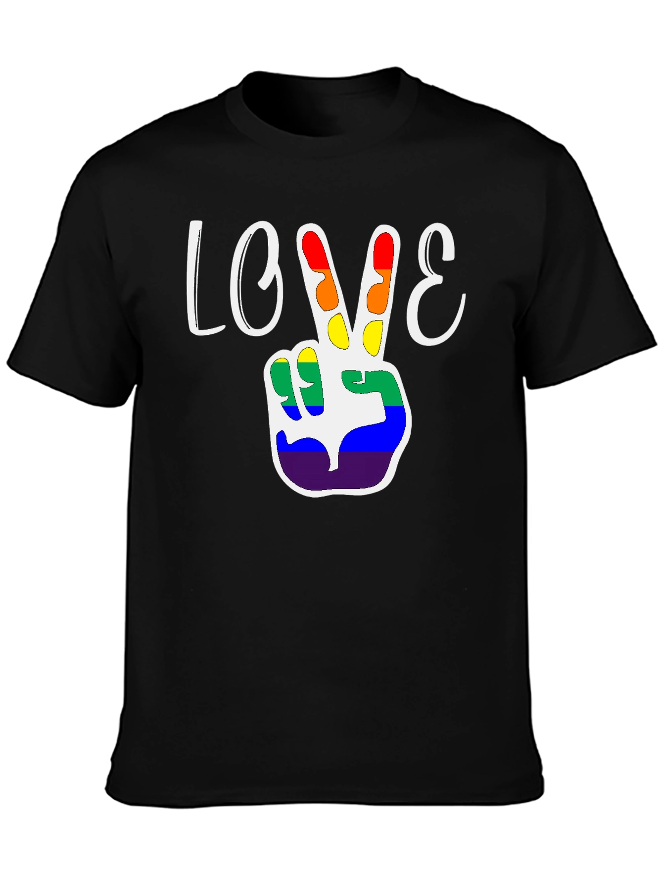 Love Peace Sign LGBT Pride Black T-Shirt