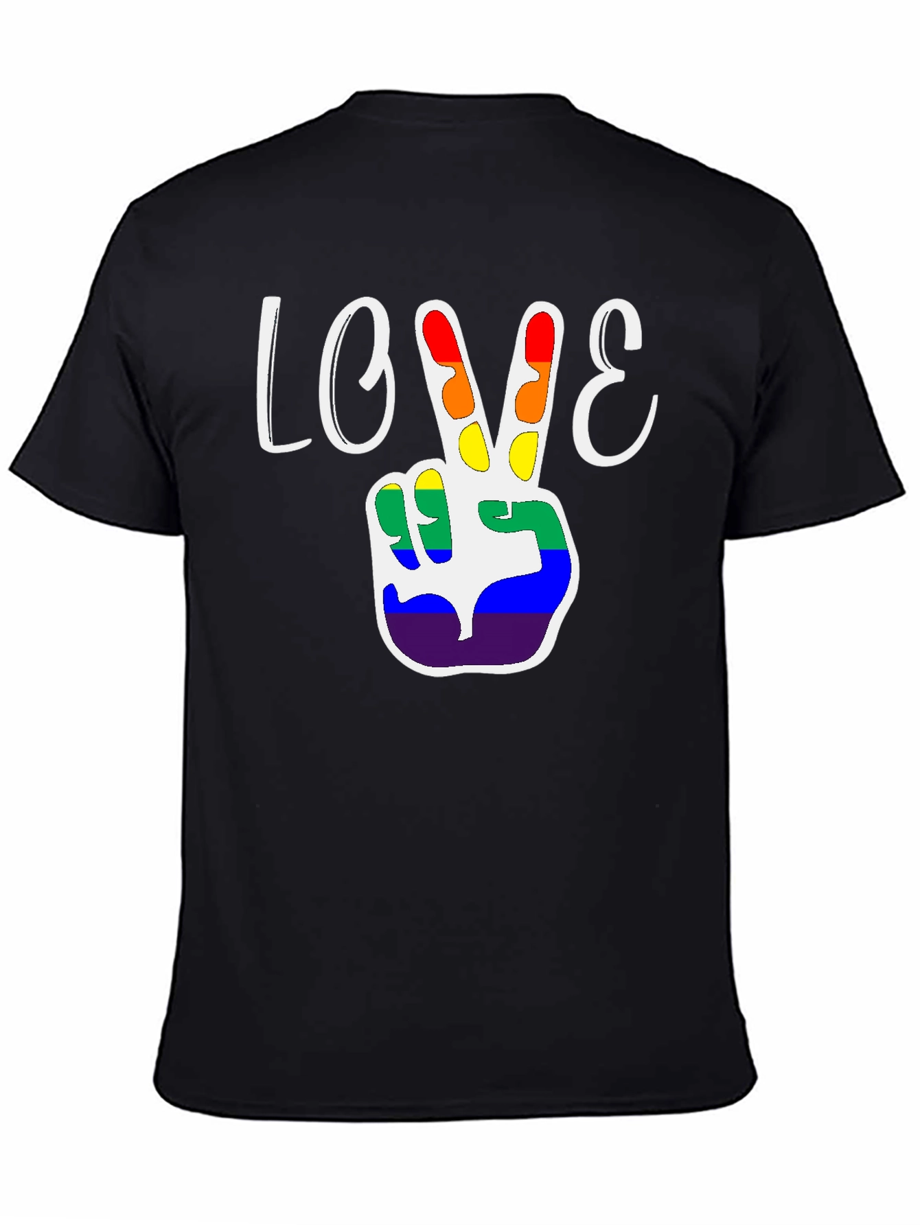 Love Peace Sign LGBT Pride Black T-Shirt