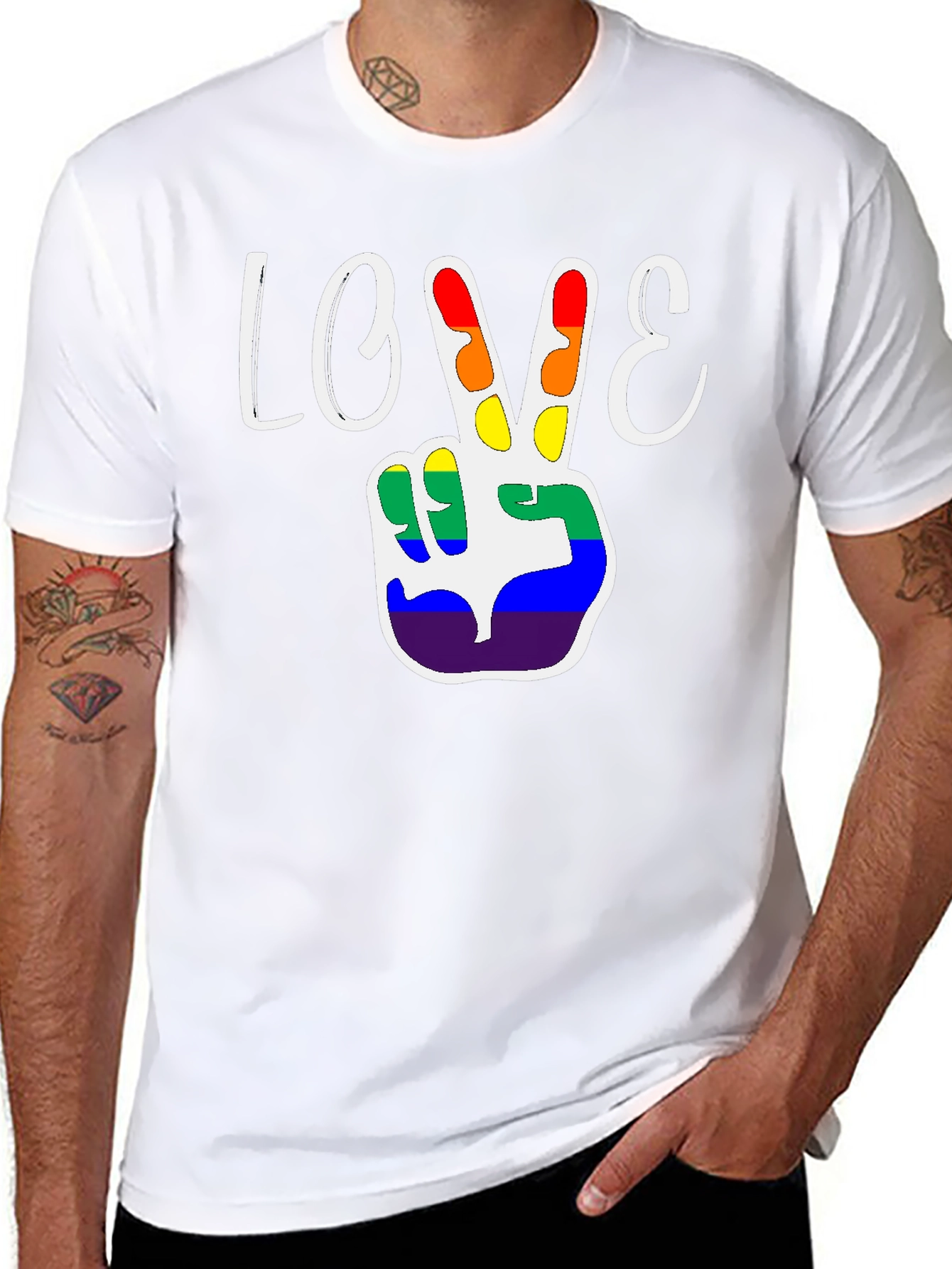 Love Peace Sign LGBT Pride Black T-Shirt