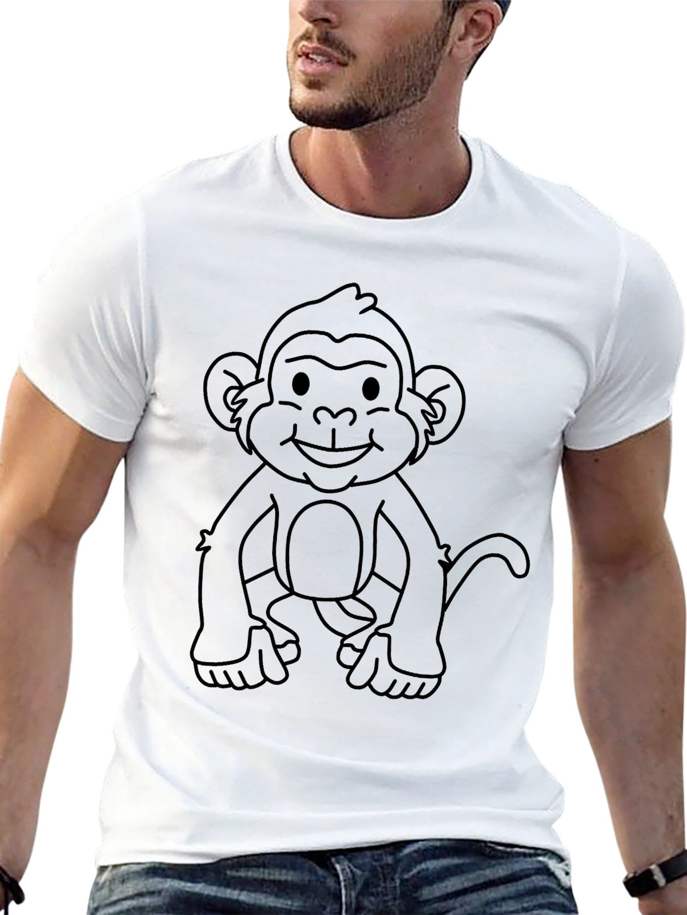 Monkey Graphic Tee - Black Crew Neck T-Shirt