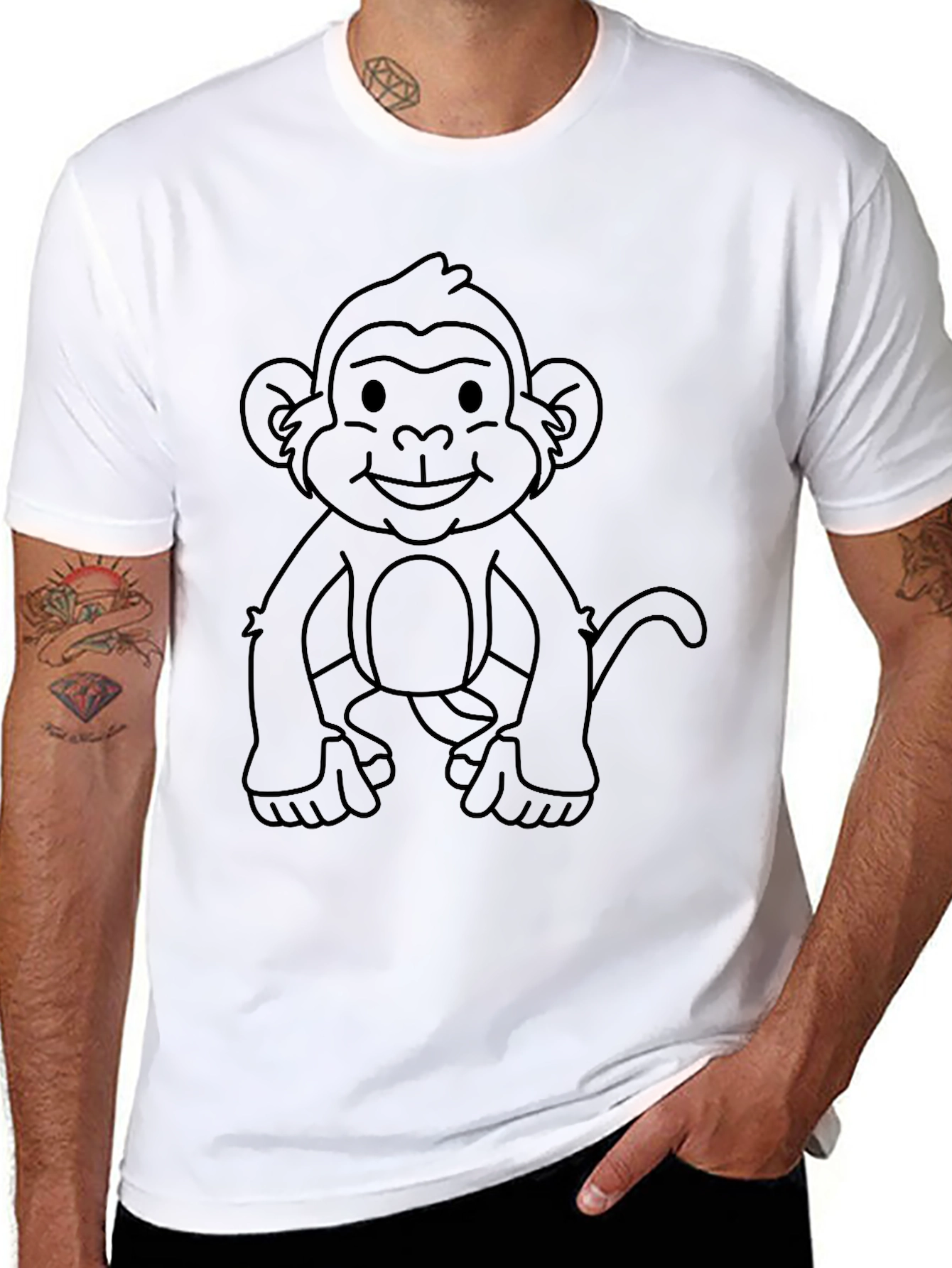 Monkey Graphic Tee - Black Crew Neck T-Shirt