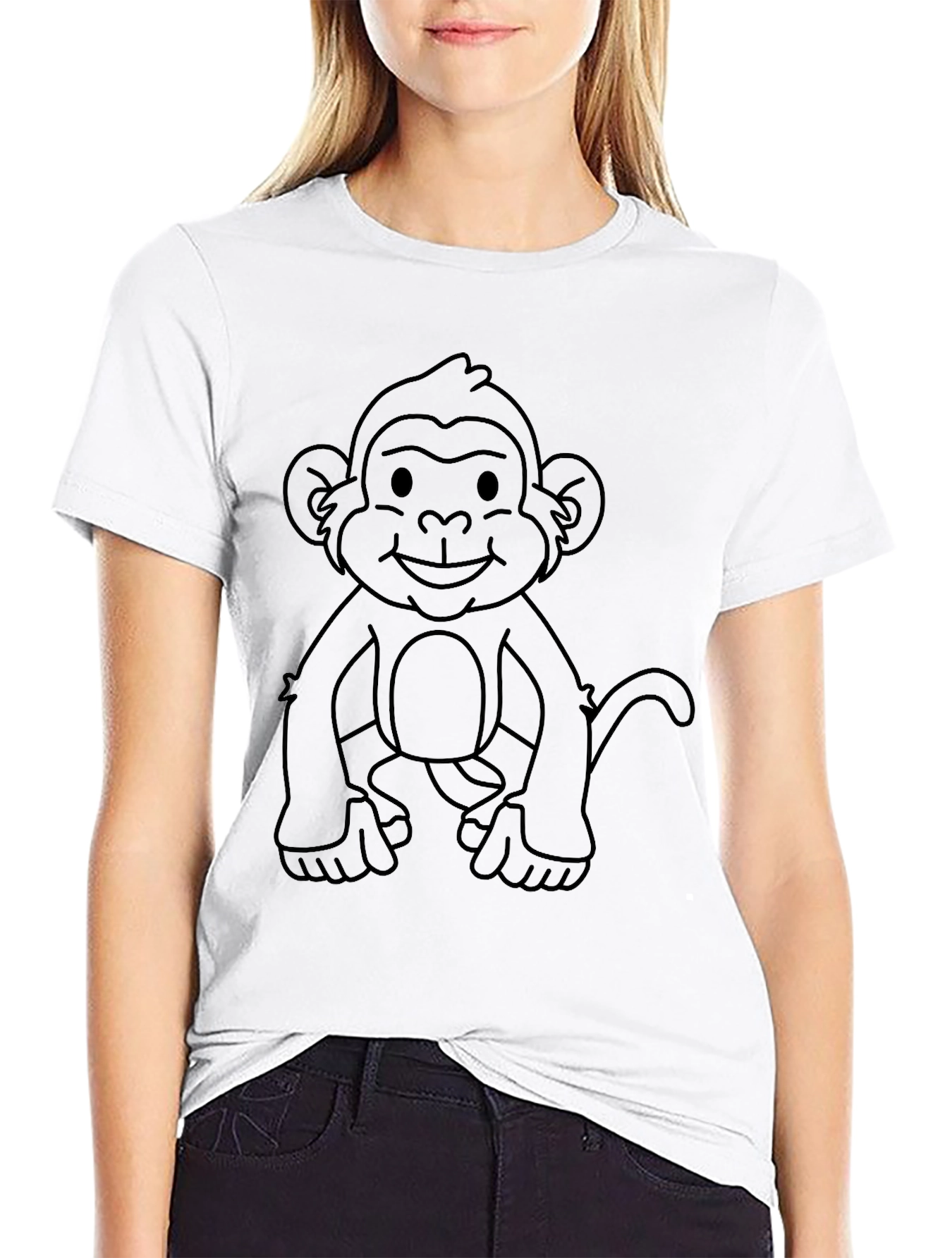 Monkey Graphic Tee - Black Crew Neck T-Shirt